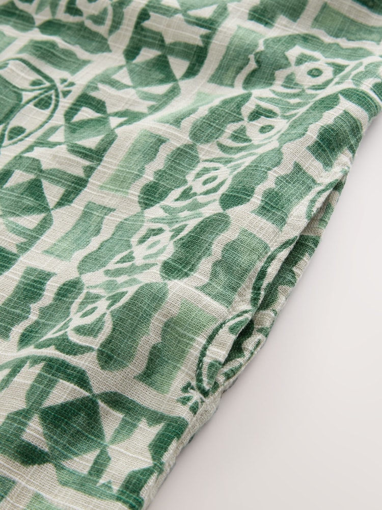 Green All-Over Printed Linen Tie Neck Dress - Image 3 of 3