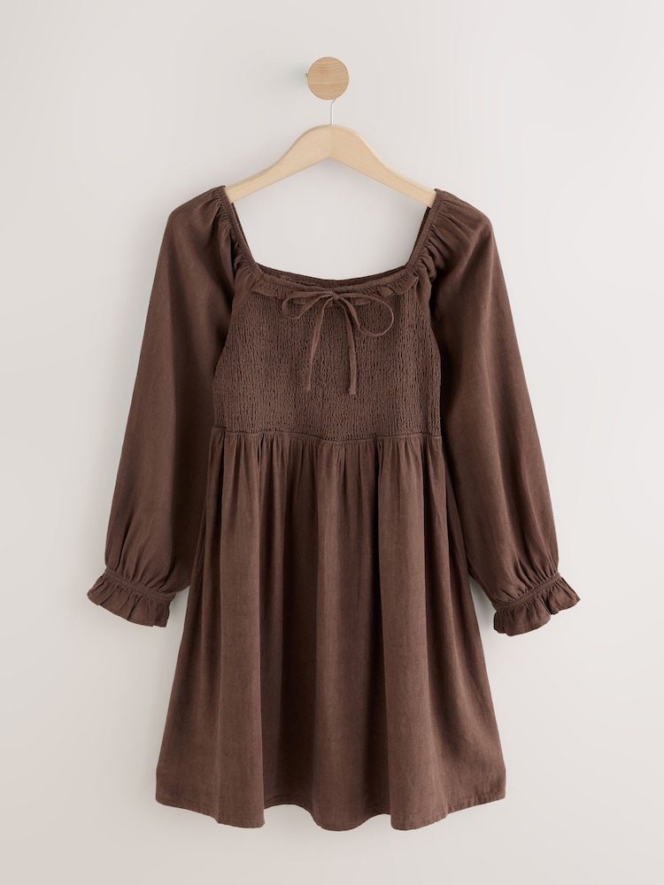 Brown Linen Smock Dress - Image 1 of 3