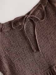 Brown Linen Smock Dress - Image 2 of 3