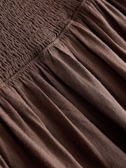 Brown Linen Smock Dress - Image 3 of 3