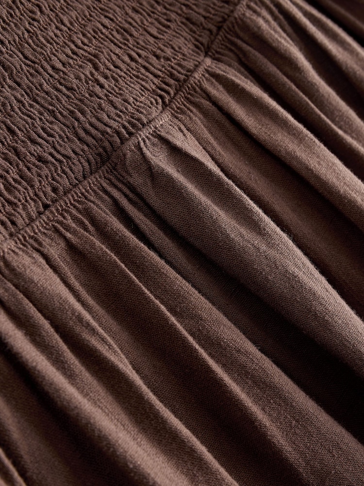 Brown Linen Smock Dress - Image 3 of 3
