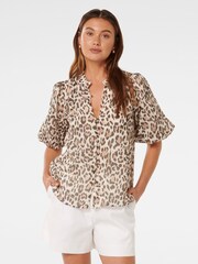 Forever New Brown Paloma Puff Sleeves Blouse - Image 1 of 1