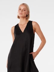 Forever New Black Pure Linen Tottie Mini Swing Dress - Image 1 of 5