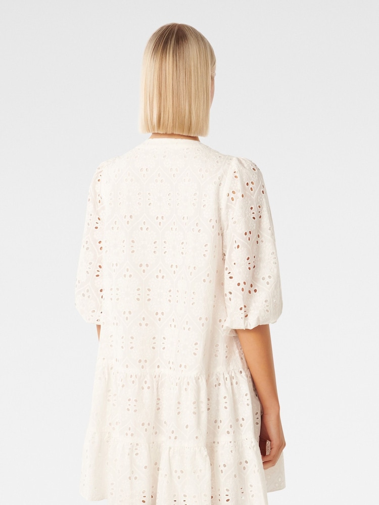 Forever New White 100% Cotton Palermo Broderie Smock Mini Dress - Image 2 of 5 Forever New White 100% Cotton Palermo Broderie Smock Mini Dress - Image 2 of 5