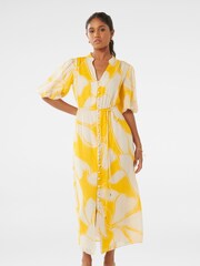 Forever New Yellow Loren Petite Puff Sleeve Midi Dress - Image 1 of 4