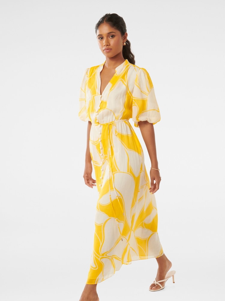 Forever New Yellow Loren Petite Puff Sleeve Midi Dress - Image 4 of 4