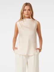 Forever New Cream Sallie Satin Cowl Tank Top - Image 1 of 5