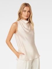 Forever New Cream Sallie Satin Cowl Tank Top - Image 4 of 5