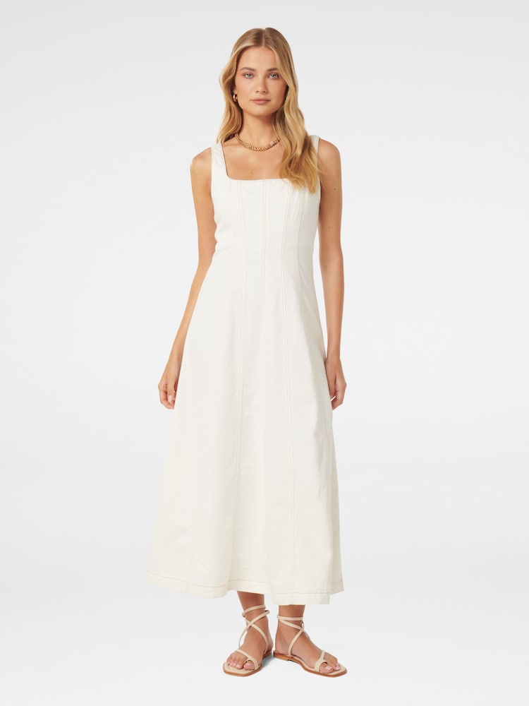 Forever New White 100% Cotton Amelia Denim Dress - Image 1 of 4