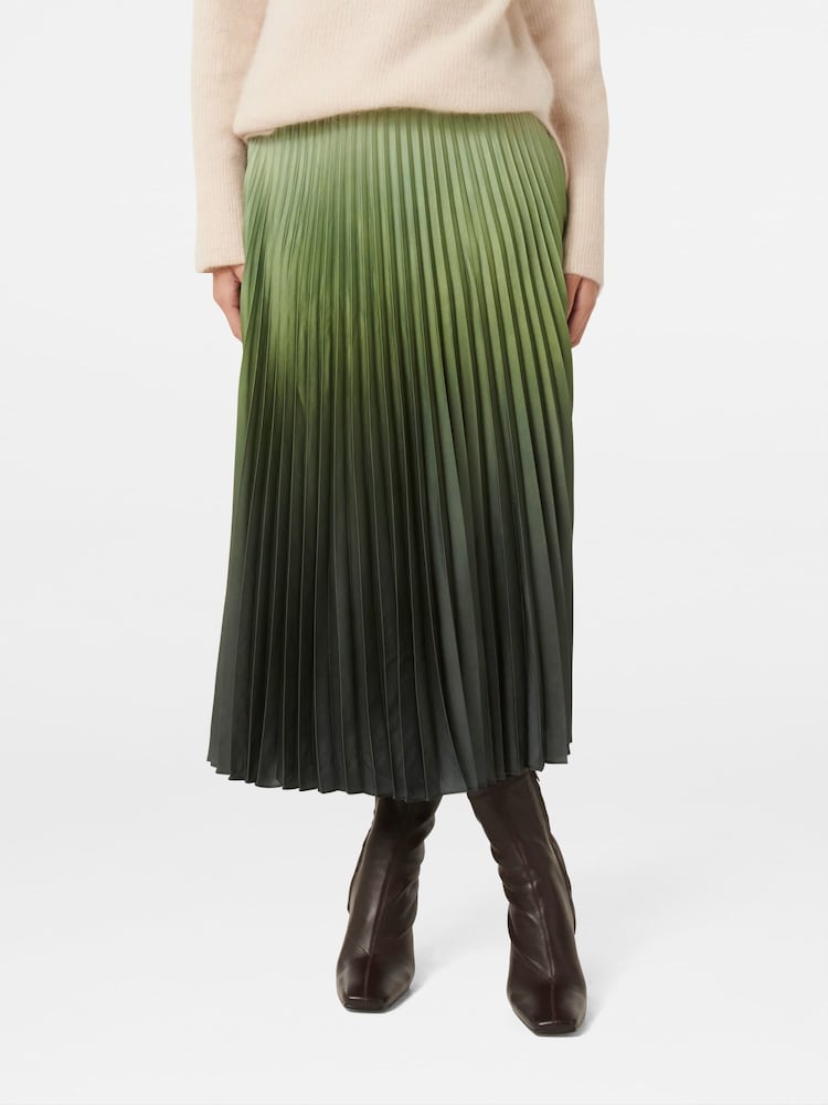 Forever New Green Evangeline Satin Pleated Maxi Skirt - Image 1 of 5