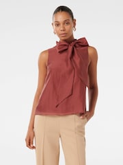 Forever New Brown Jane Tie Neck Sleeveless Top - Image 1 of 5