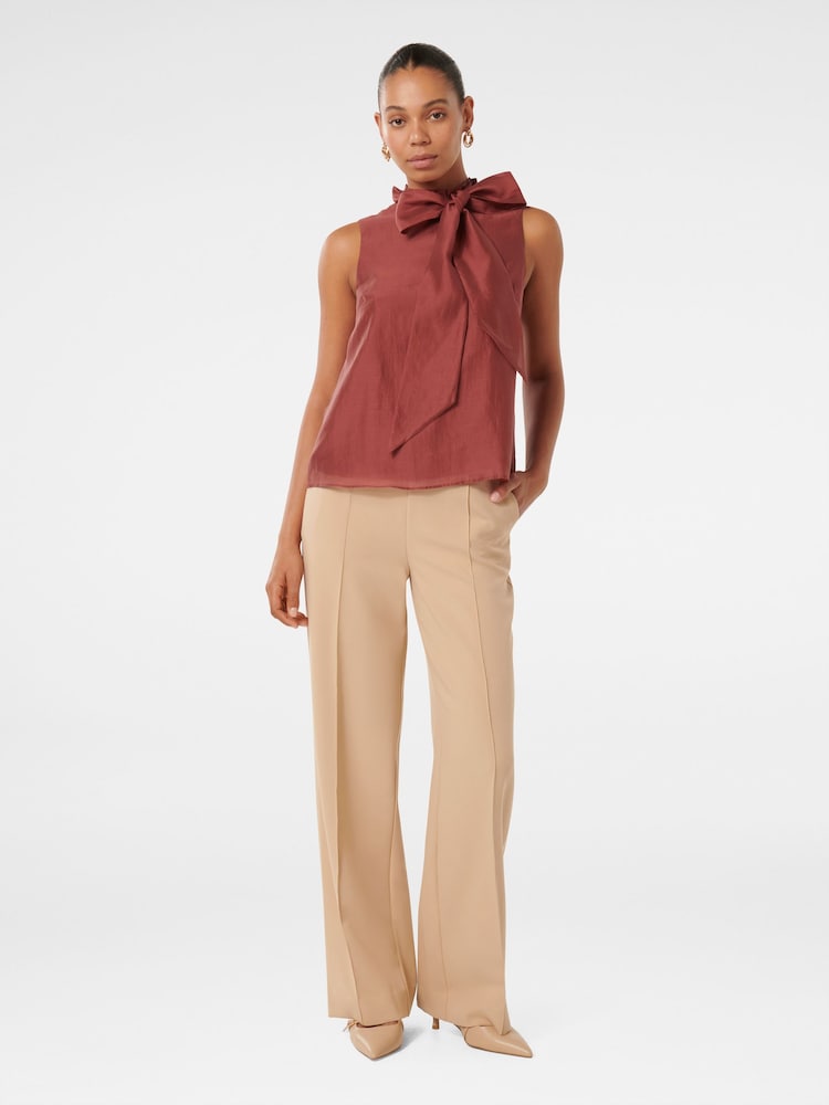 Forever New Brown Jane Tie Neck Sleeveless Top - Image 5 of 5 Forever New Brown Jane Tie Neck Sleeveless Top - Image 5 of 5