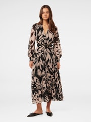 Forever New Black Saskia Pleat Wrap Midi Dress - Image 1 of 4