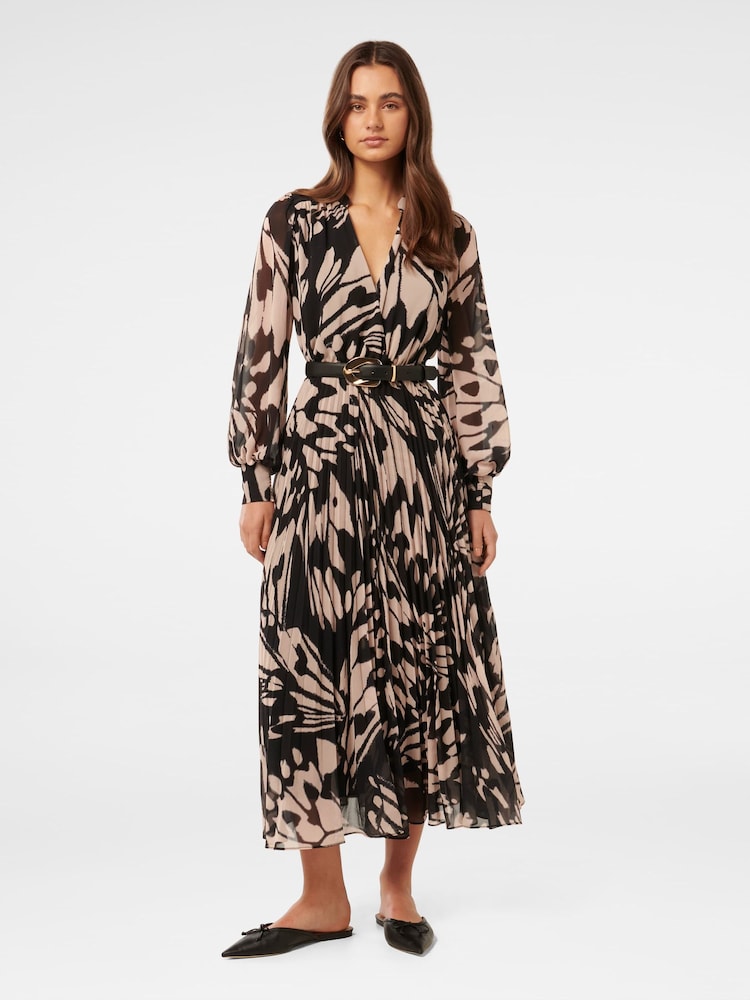 Forever New Black Saskia Pleat Wrap Midi Dress - Image 1 of 4