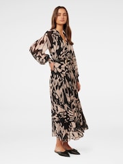 Forever New Black Saskia Pleat Wrap Midi Dress - Image 4 of 4