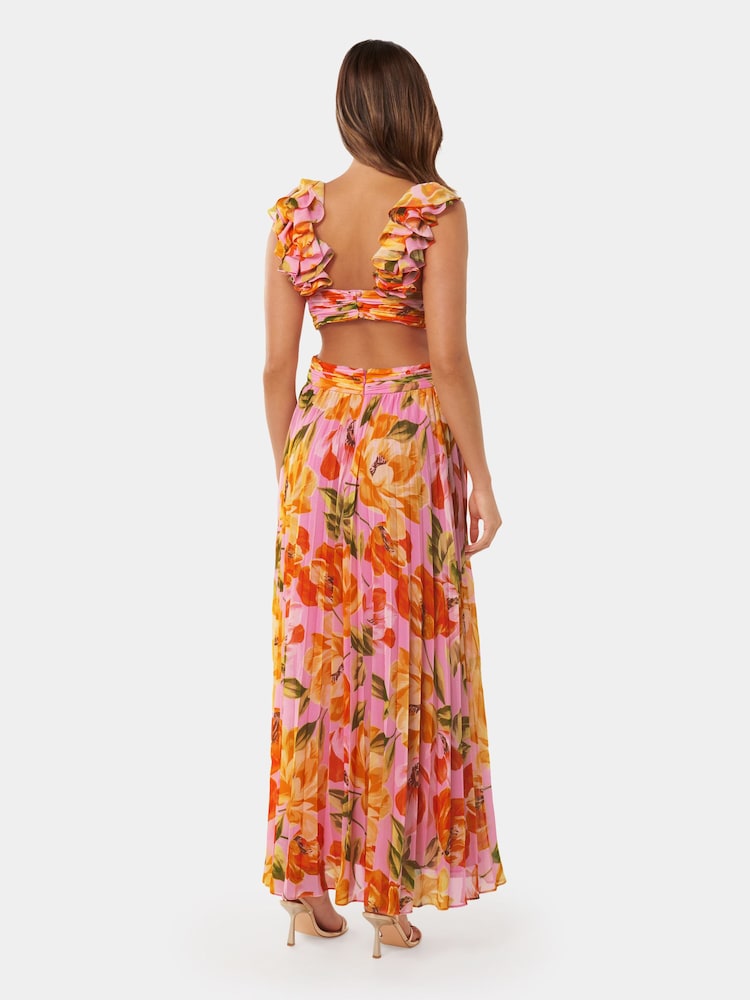 Forever New Pink Selena Pleated Ruffle Shoulder Maxi Dress - Image 2 of 4 Forever New Pink Selena Pleated Ruffle Shoulder Maxi Dress - Image 2 of 4