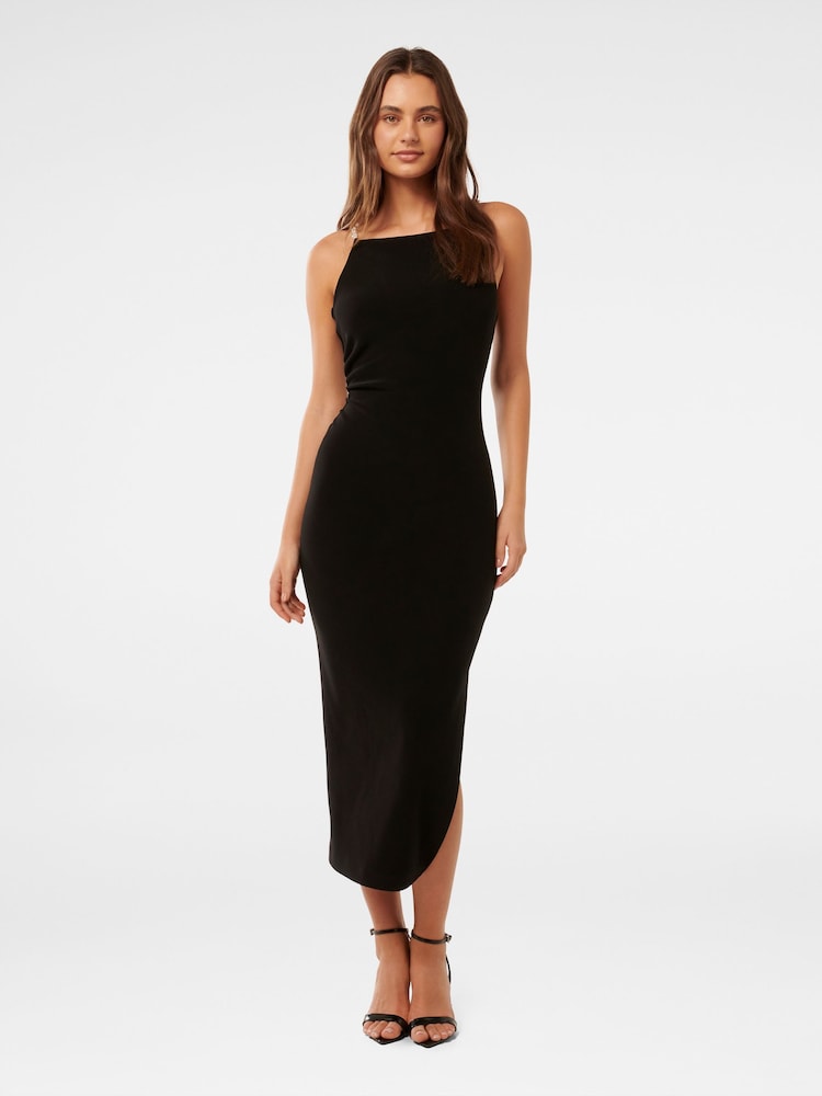 Forever New Black Andrea Embellished Back Midi Dress - Image 1 of 4