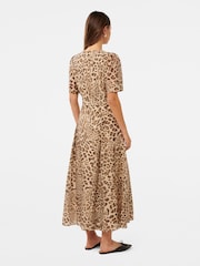 Forever New Brown Leopard Print Melinda Belted Midi Dress with a Touch of Linen - Image 2 of 5