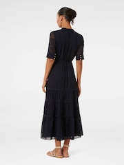 Forever New Blue Rachel Embroidered Short Sleeves Midi Dress - Image 2 of 5