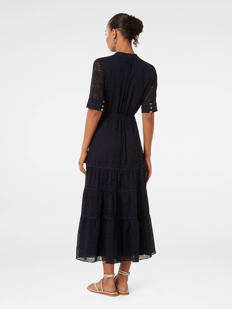 Forever New Blue Rachel Embroidered Short Sleeves Midi Dress - Image 2 of 5