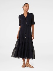 Forever New Blue Rachel Embroidered Short Sleeves Midi Dress - Image 5 of 5