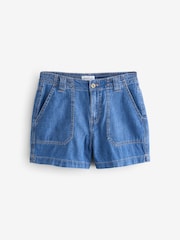 Mid Blue Denim 100% Cotton Denim Front Pocket Shorts - Image 1 of 3