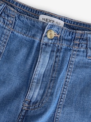 Mid Blue Denim 100% Cotton Denim Front Pocket Shorts - Image 2 of 3
