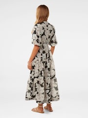 Forever New Multi Leona Short-Sleeved Pin Tuck Midi Dress with a Touch of Linen - Image 2 of 4