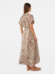 Forever New Brown Leopard Print Judith Shirt Belt Midi Dress - Image 2 of 4