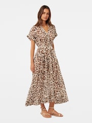 Forever New Brown Leopard Print Judith Shirt Belt Midi Dress - Image 4 of 4