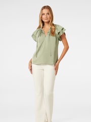 Forever New Green Marni Micropleated Blouse - Image 5 of 5