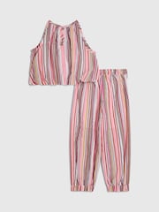 River Island Pink Stripe Halter Neck Top & Hareem Set - Image 3 of 6