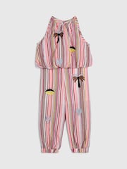River Island Pink Stripe Halter Neck Top & Hareem Set - Image 4 of 6