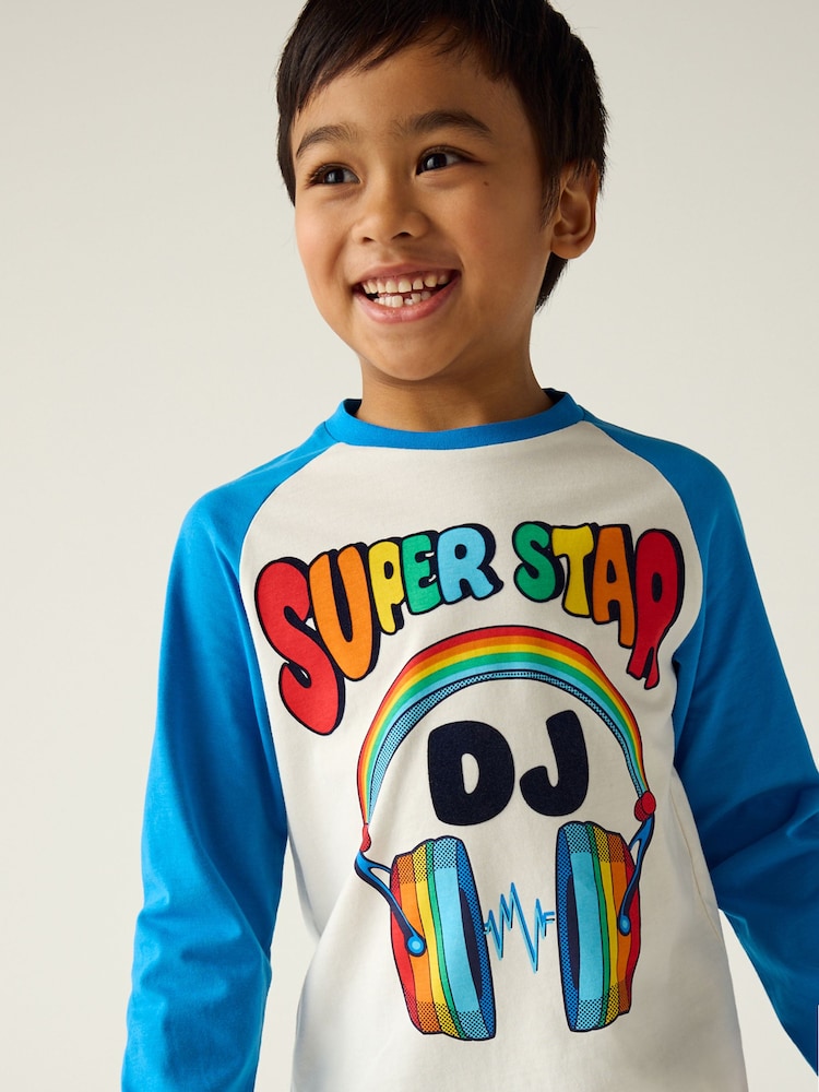 Little Bird by Jools Oliver Blue 100% Cotton Long Sleeve Colourful T-Shirt - Image 5 of 7