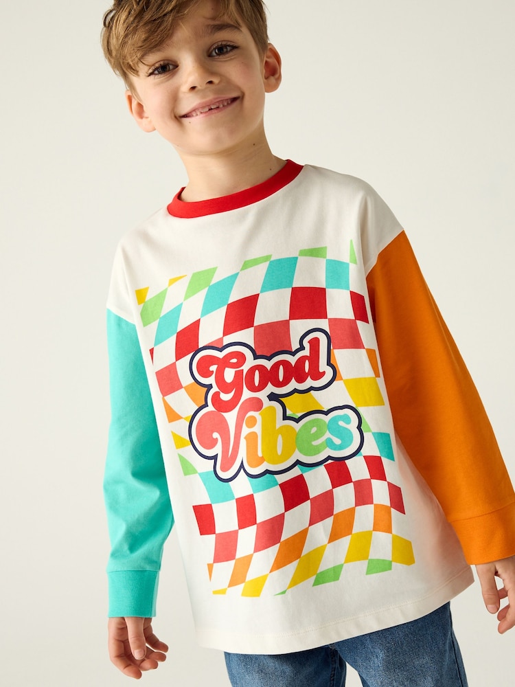 Multi - Little Bird by Jools Oliver 100% katoenen kleurrijk T-shirt met lange mouwen - Image 5 of 7