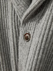 Reiss Grey Melange Nimbus 13-14 yrs Ribbed Shawl Cardigan With Merino Wool - Image 4 of 4