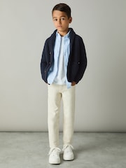 Reiss Navy Nimbus Ribbed Shawl Cardigan With Merino Wool - Image 2 of 4