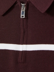Mornarsko modra/bordo/bela - Reiss Tokyo Colour-Block Half-Zip Polo Shirt - Slika 4 iz 4