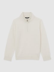 Sneeuw - Reiss Blackhall Merino Wool Quarter Zip Jumper - Image 1 of 4