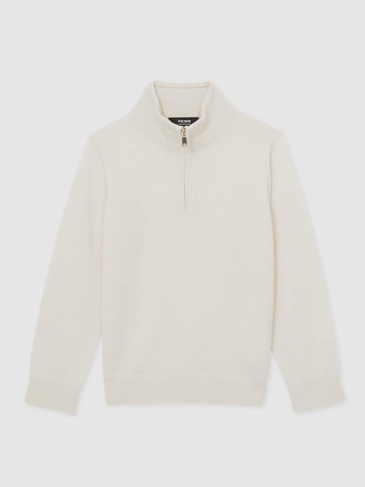 Sneeuw - Reiss Blackhall Merino Wool Quarter Zip Jumper - Image 1 of 4