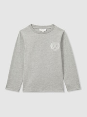 Reiss Soft Grey Melange Emery Cotton-blend Alpine Races T-Shirt - Image 1 of 3