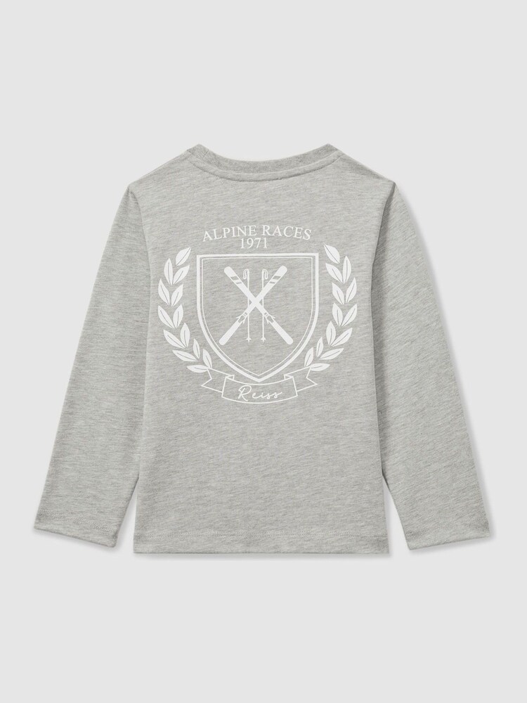 Reiss Soft Grey Melange Emery Cotton-blend Alpine Races T-Shirt - Image 2 of 3