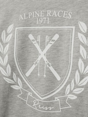 Reiss Soft Grey Melange Emery Cotton-blend Alpine Races T-Shirt - Image 3 of 3