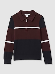 Mornarsko modra/bordo/bela - Polo srajca s polovično zadrgo Reiss Tokyo Colour-Block - Slika 2 iz 4