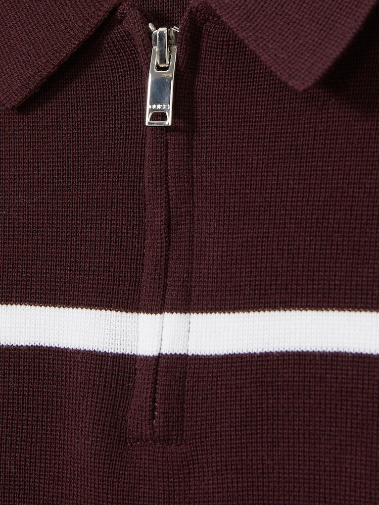 Mornarsko modra/bordo/bela - Polo srajca s polovično zadrgo Reiss Tokyo Colour-Block - Slika 4 iz 4