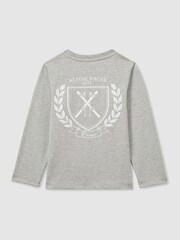 Reiss Soft Grey Melange Emery Cotton Blend Alpine Races T-Shirt - Image 2 of 3