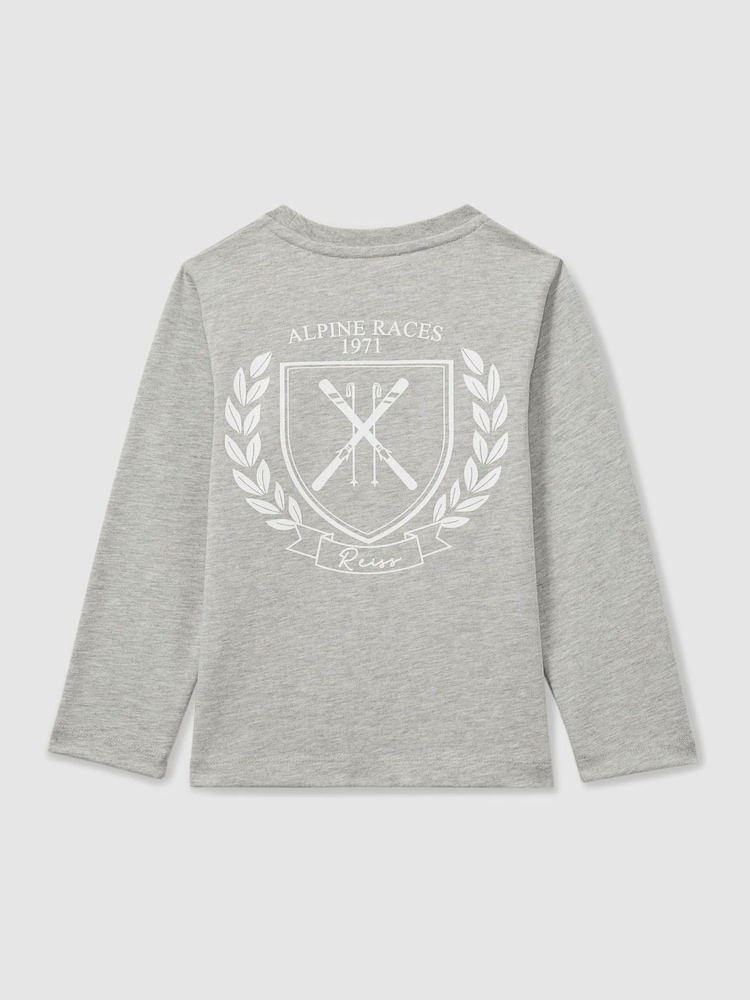 Reiss Soft Grey Melange Emery Cotton Blend Alpine Races T-Shirt - Image 2 of 3