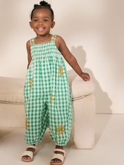 Green Gingham 100% Cotton Playsuit (3mths-7yrs) - Image 1 of 8