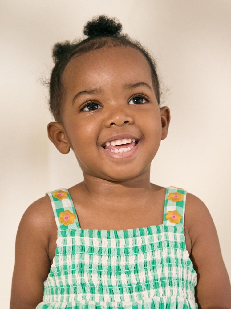 Green Gingham 100% Cotton Playsuit (3mths-7yrs) - Image 2 of 8