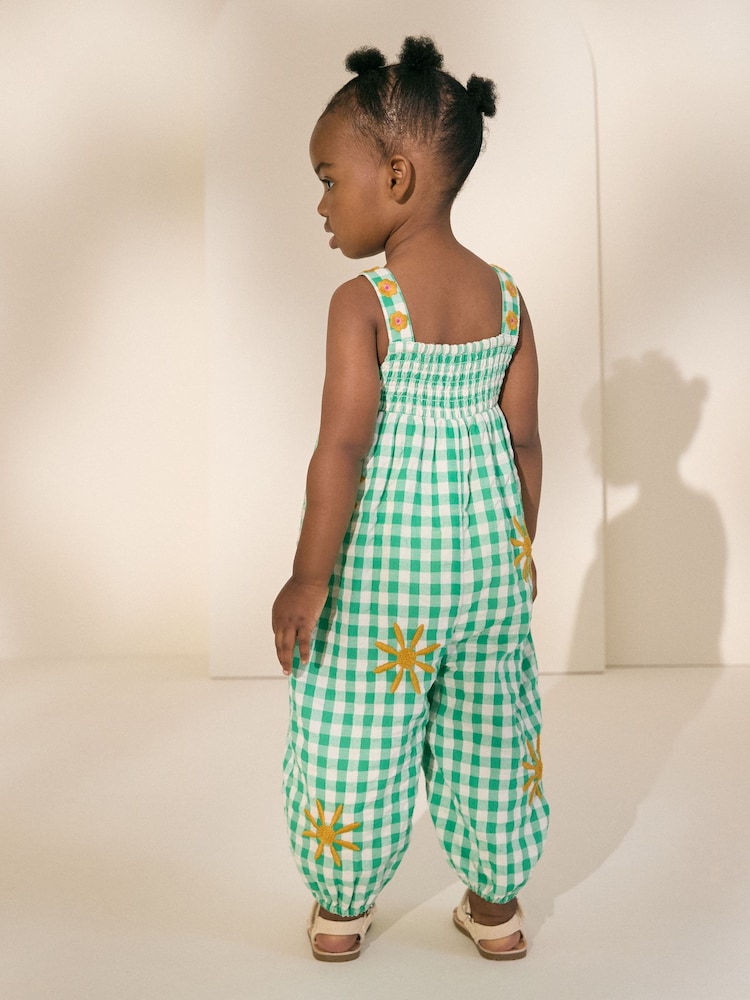 Green Gingham 100% Cotton Playsuit (3mths-7yrs) - Image 3 of 8